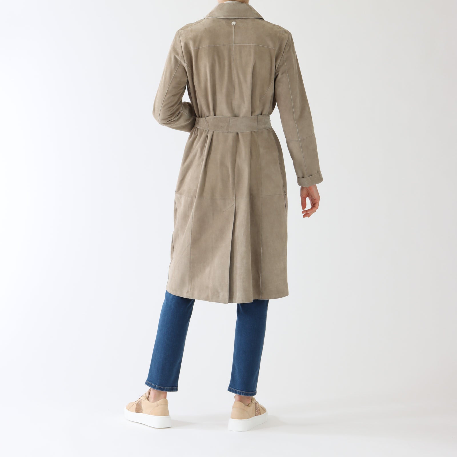 Sage Powder Velour Leather Coat