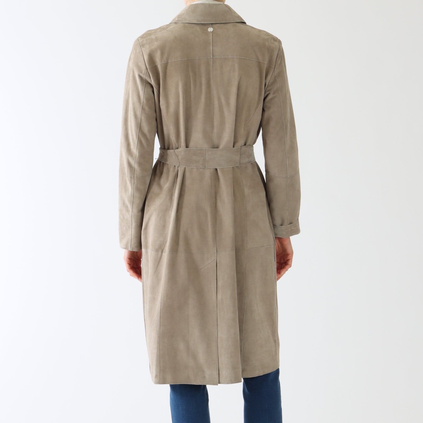 Sage Powder Velour Leather Coat