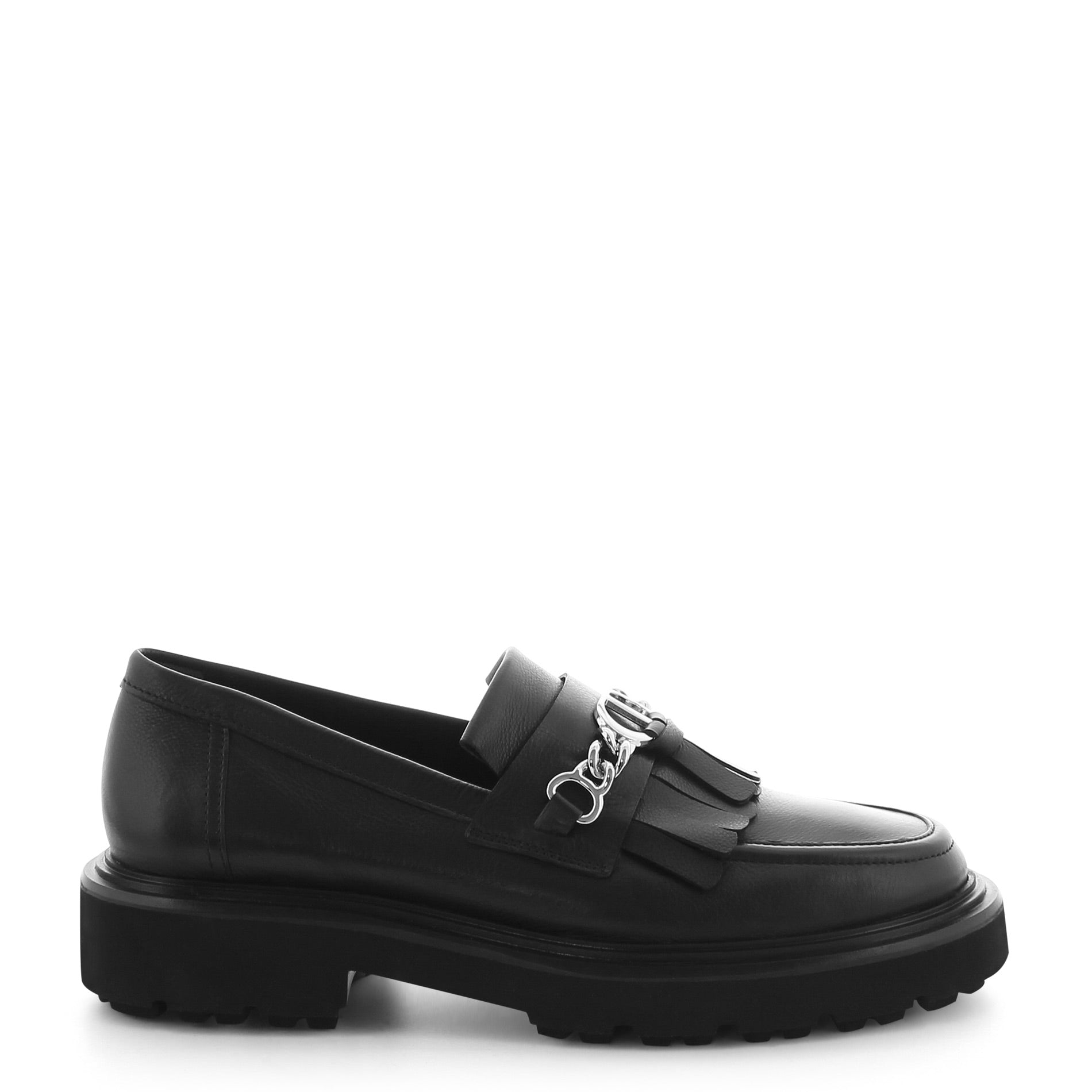 Schwarz Black Mara Loafers With Silver Chain