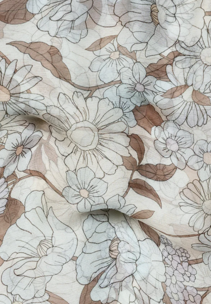 The Delicate Flower Print Silk Scarf