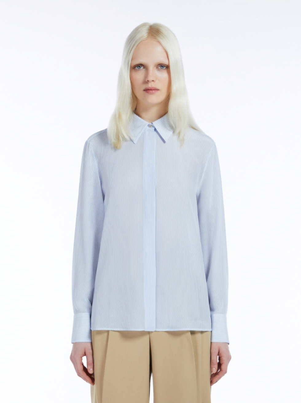 Light Blue Pagine Crêpe de Chine Shirt