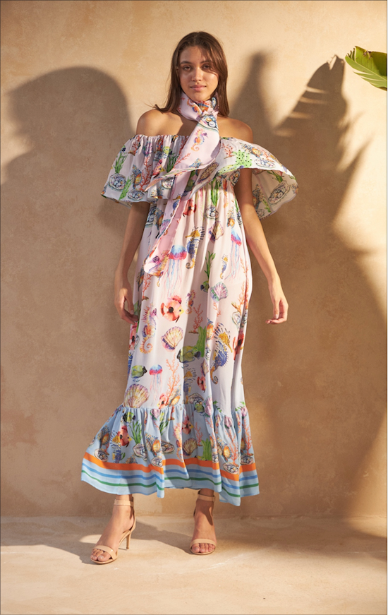 Shells Multicolour Blossom Silk Maxi Dress