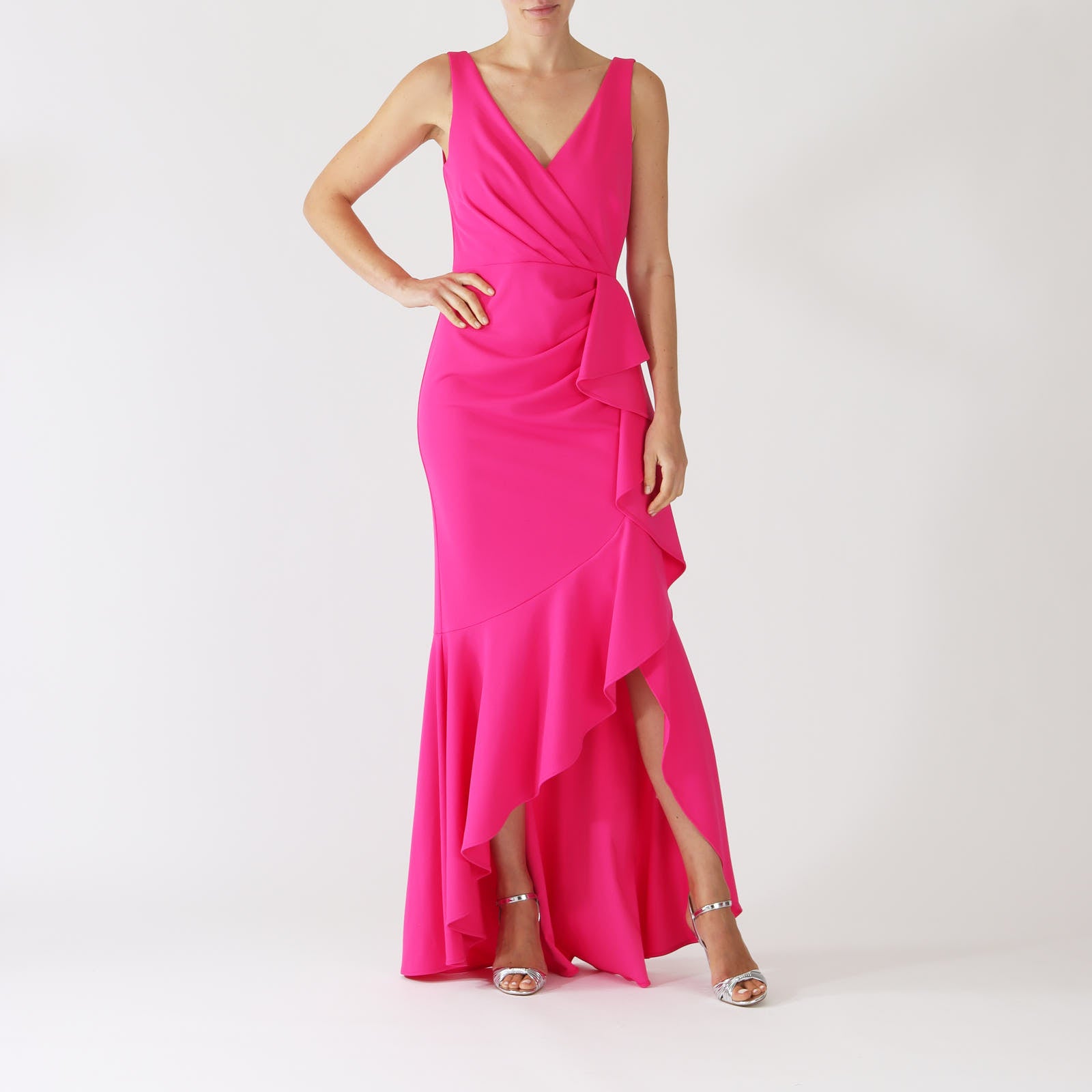Shocking Pink Trumpet Evening Gown