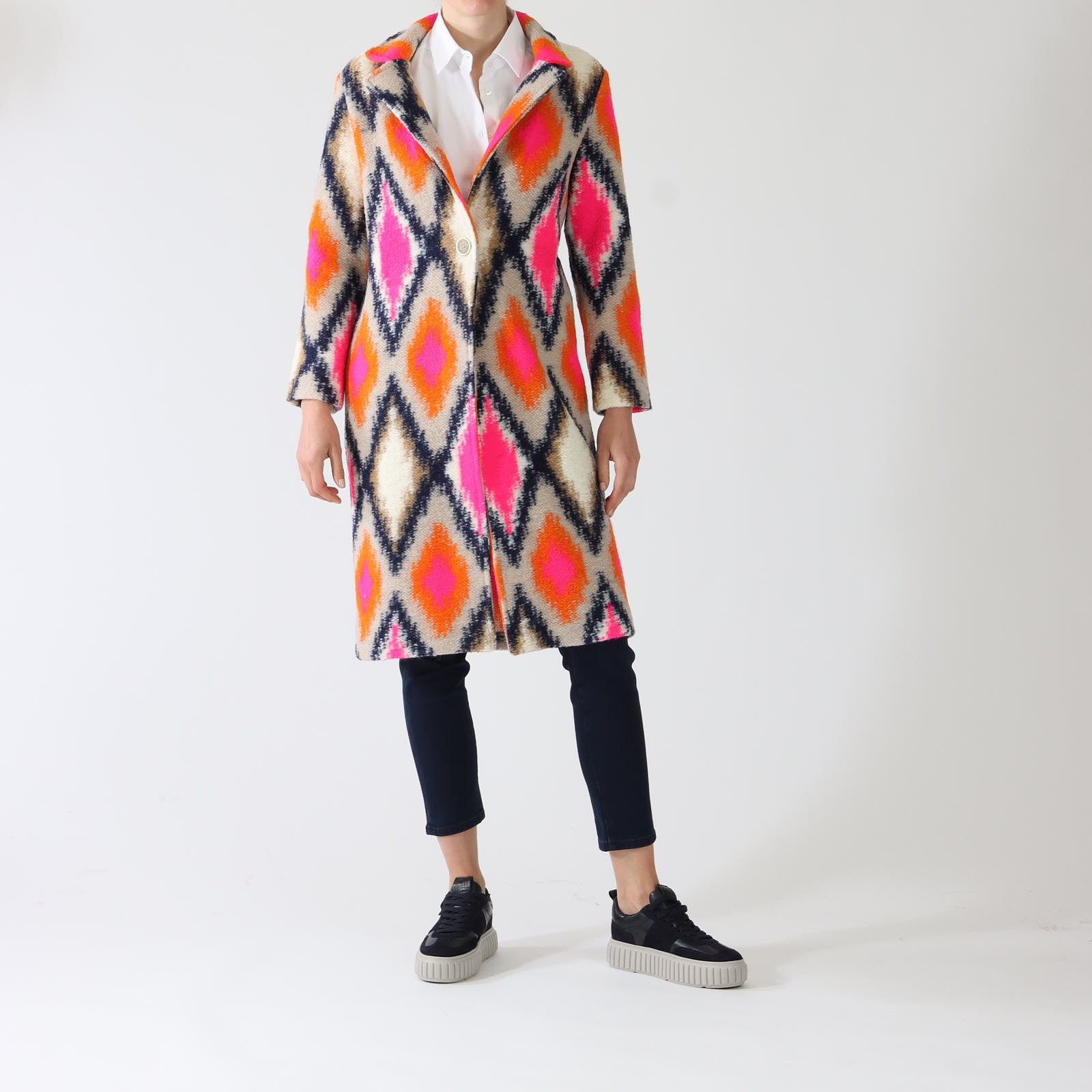 Siena Ikat Patterned Wool Blend Coat