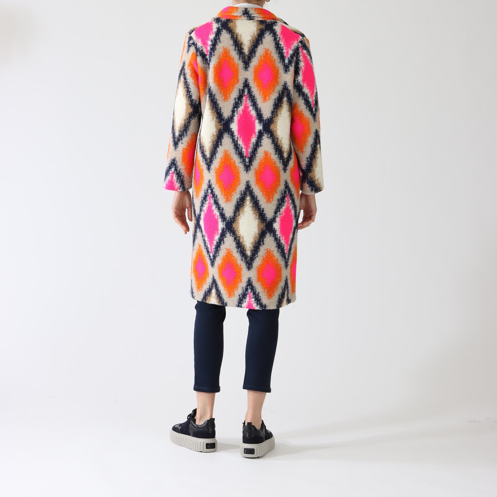 Siena Ikat Patterned Wool Blend Coat