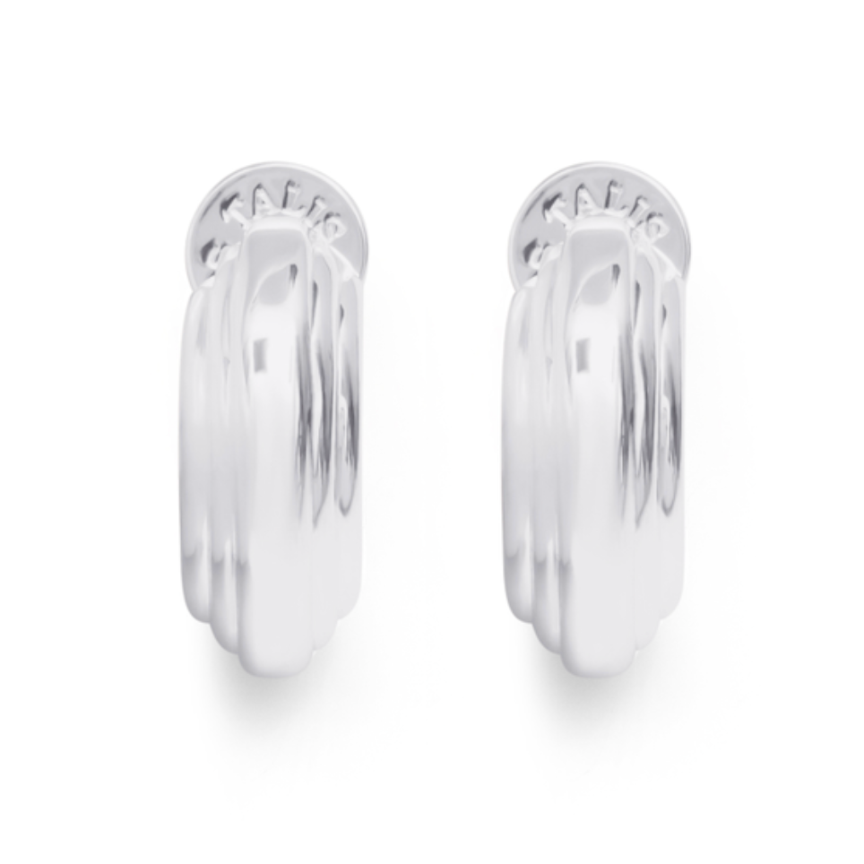 Silver Flat Ridge Hoop Earrings