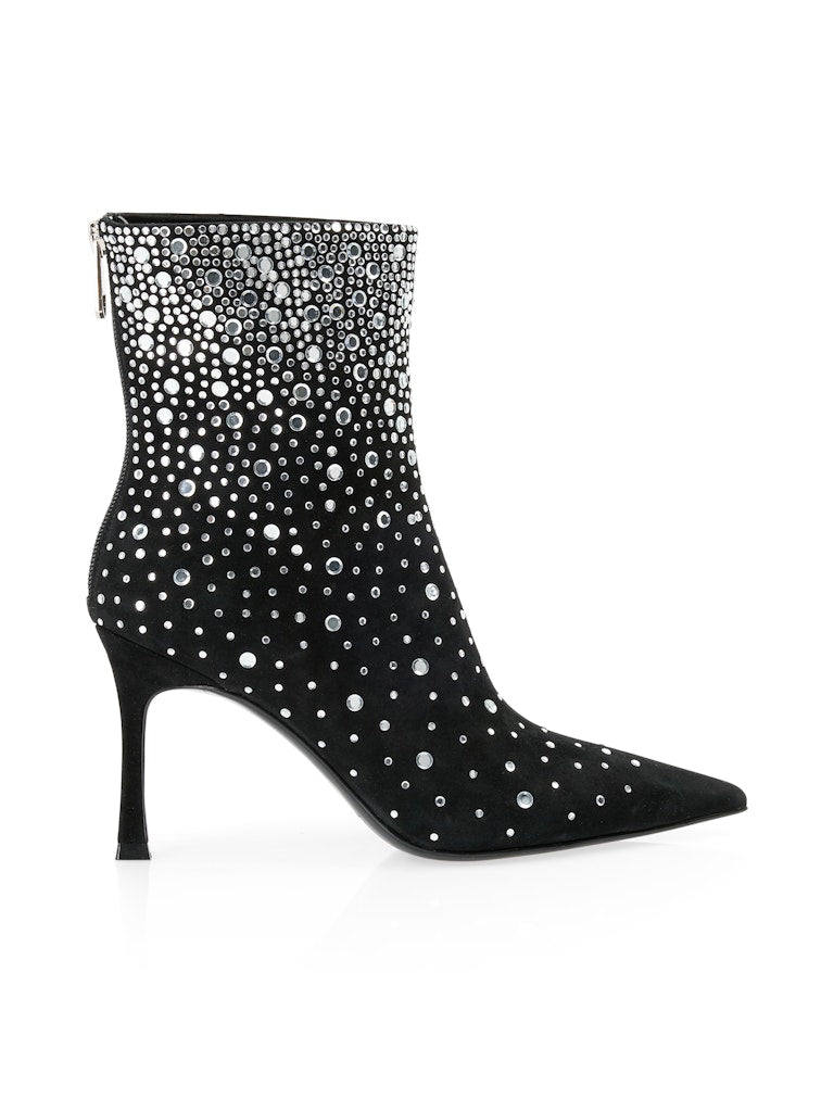 Silver Mirror Crystal Embellished Ankle Boots