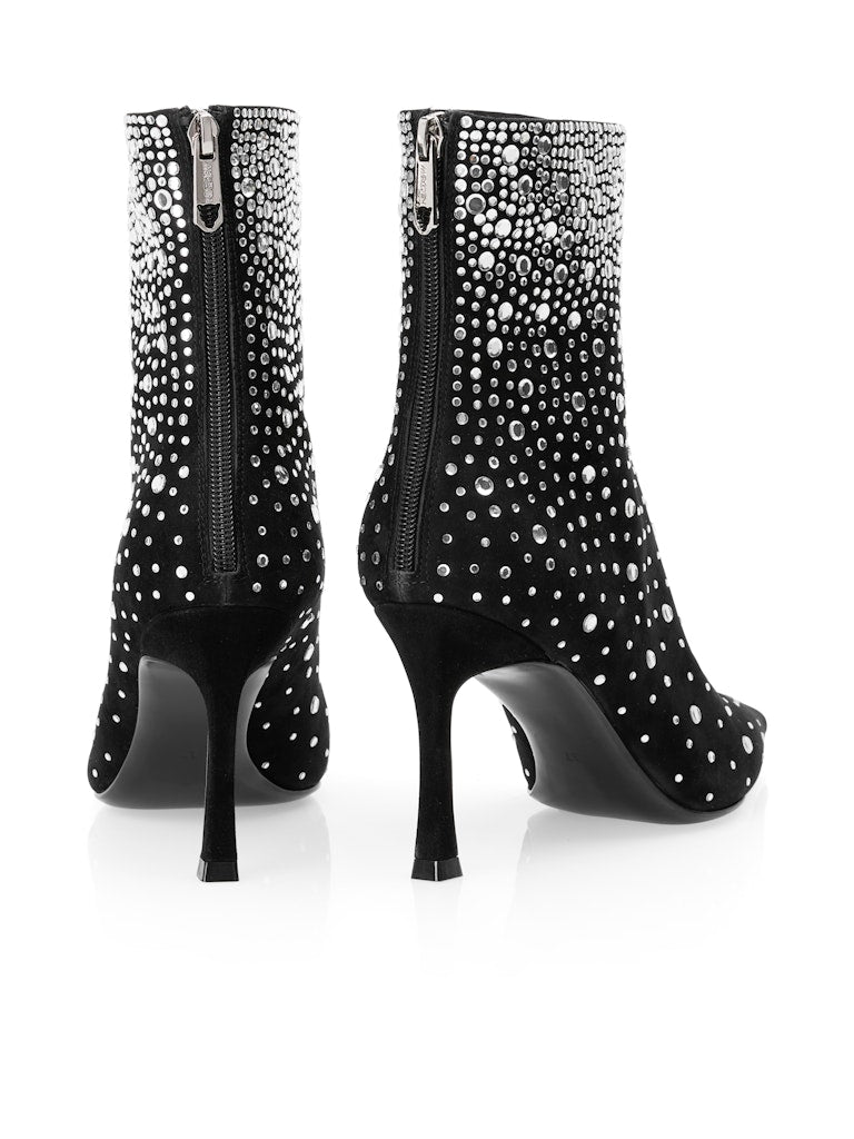 Silver Mirror Crystal Embellished Ankle Boots