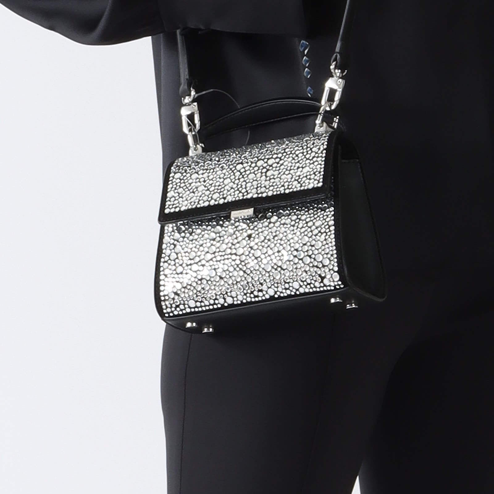 Silver Mirror Crystal Embellished Bag