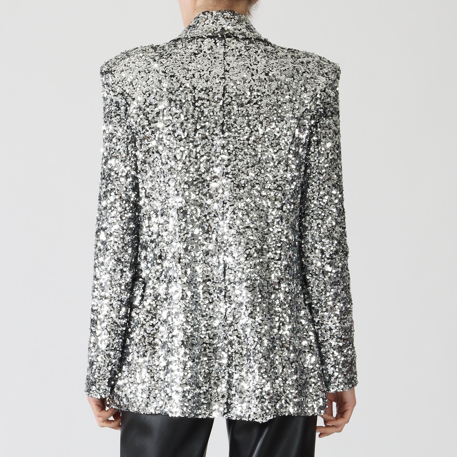 Silver Sequin Double Breasted Jacket