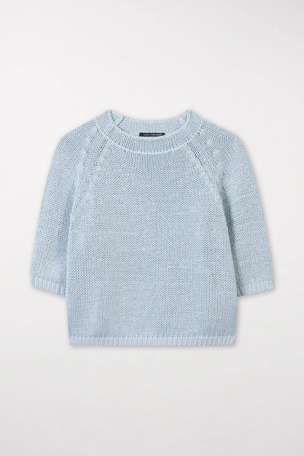 Sky Blue Linen Blend Knit Sweater