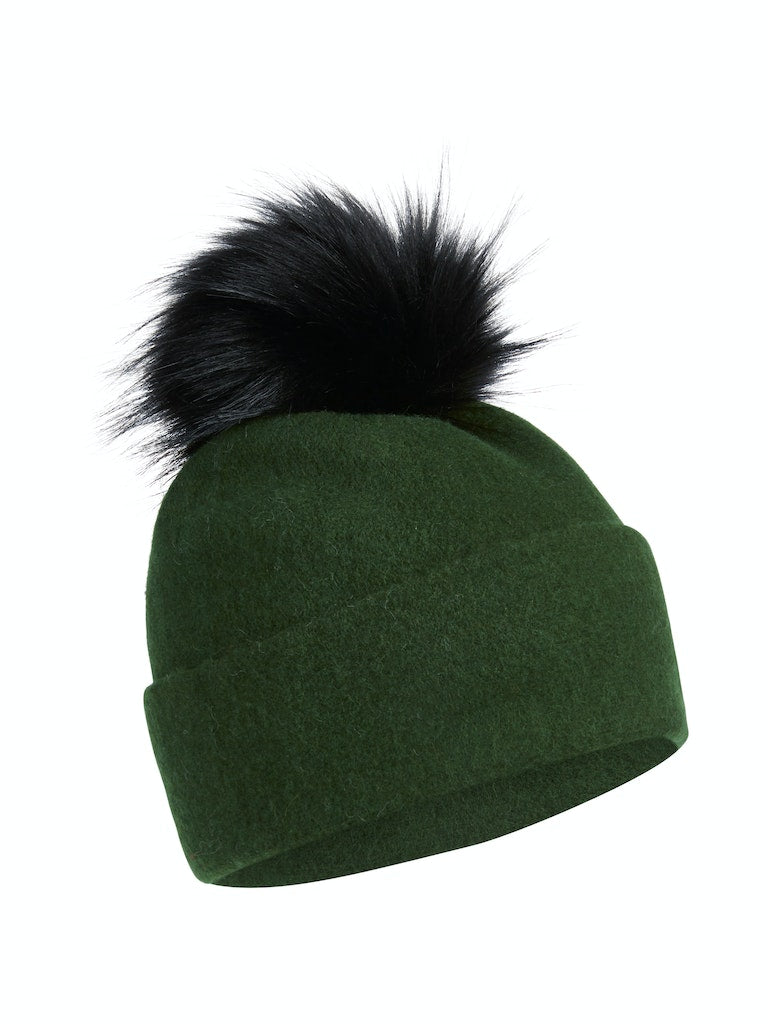 Sludge Green Wool Bobble Hat