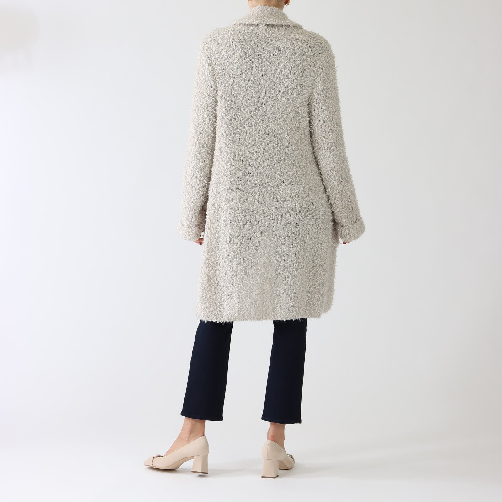 Smoke Bouclé Knit Lurex Cardigan