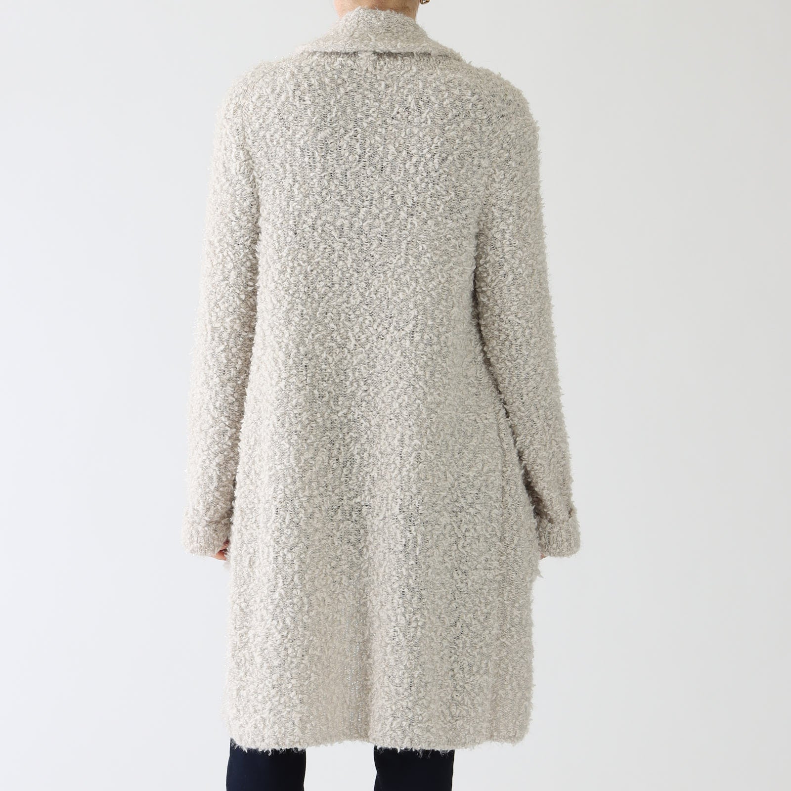 Smoke Bouclé Knit Lurex Cardigan