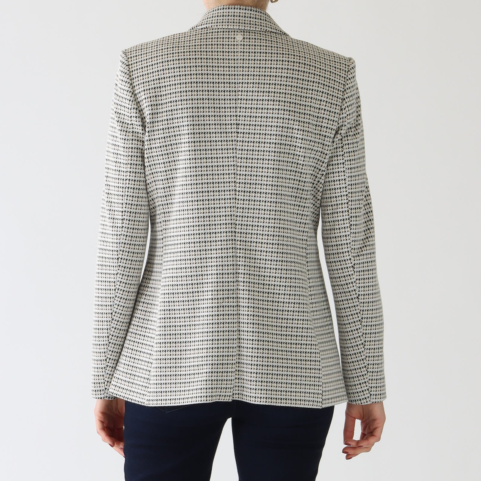 Smoke Houndstooth Single Breasted Blazer