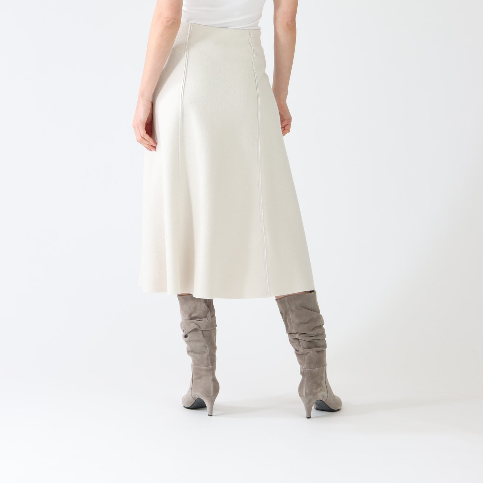 Smoke Wool Midi Skirt