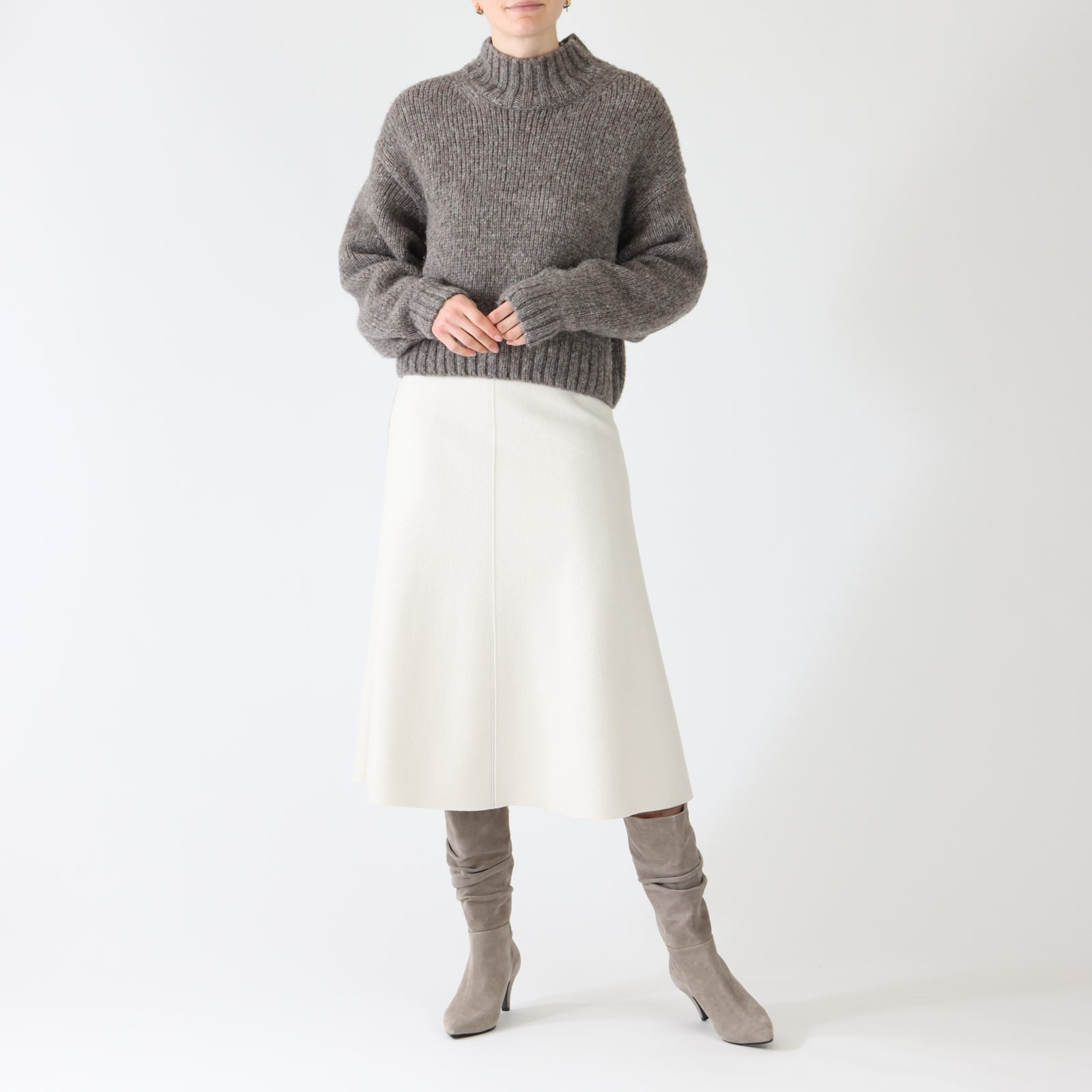 Smoke Wool Midi Skirt