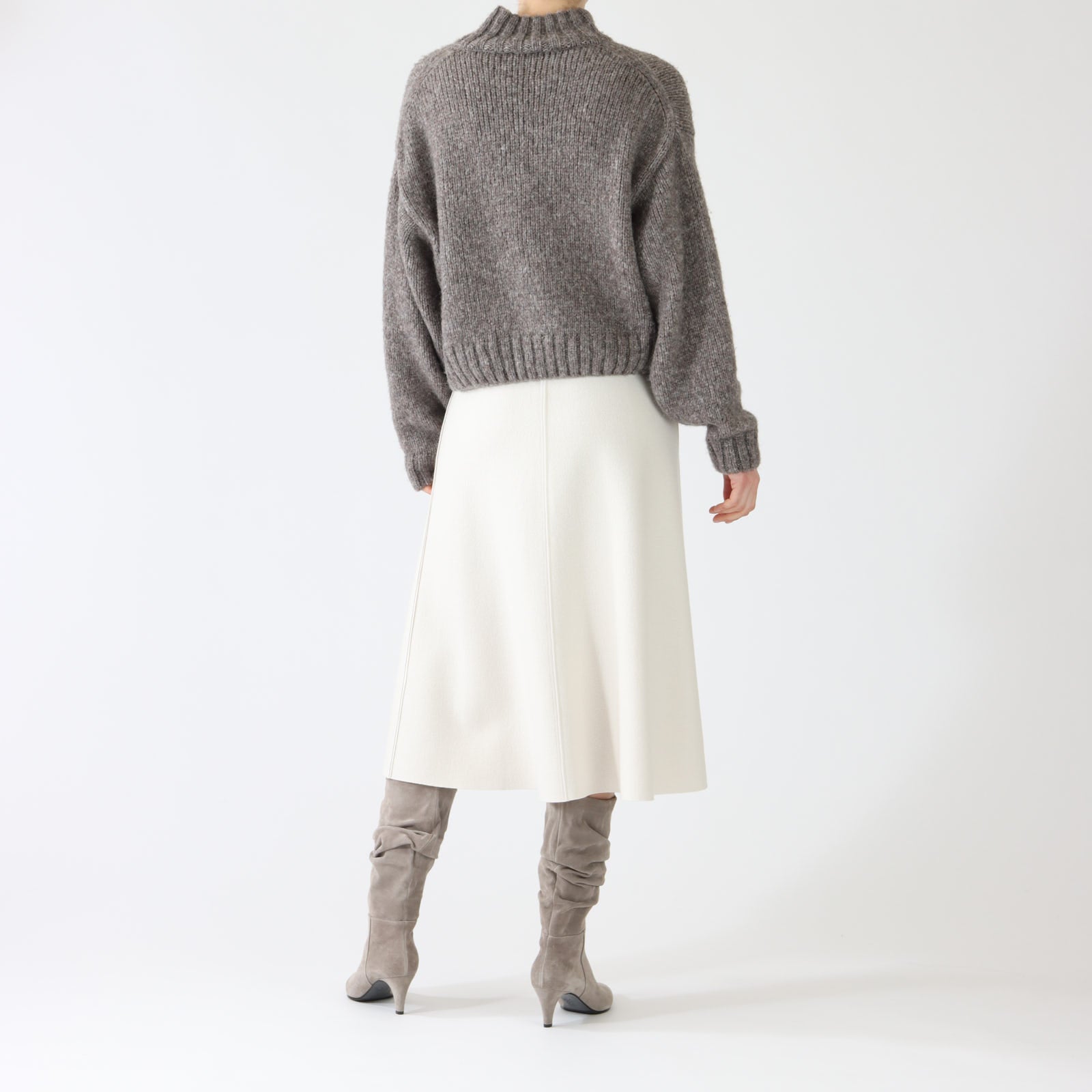 Smoke Wool Midi Skirt