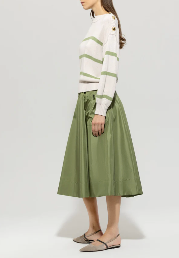 Smoky Green Breton Stripe Cotton Sweater