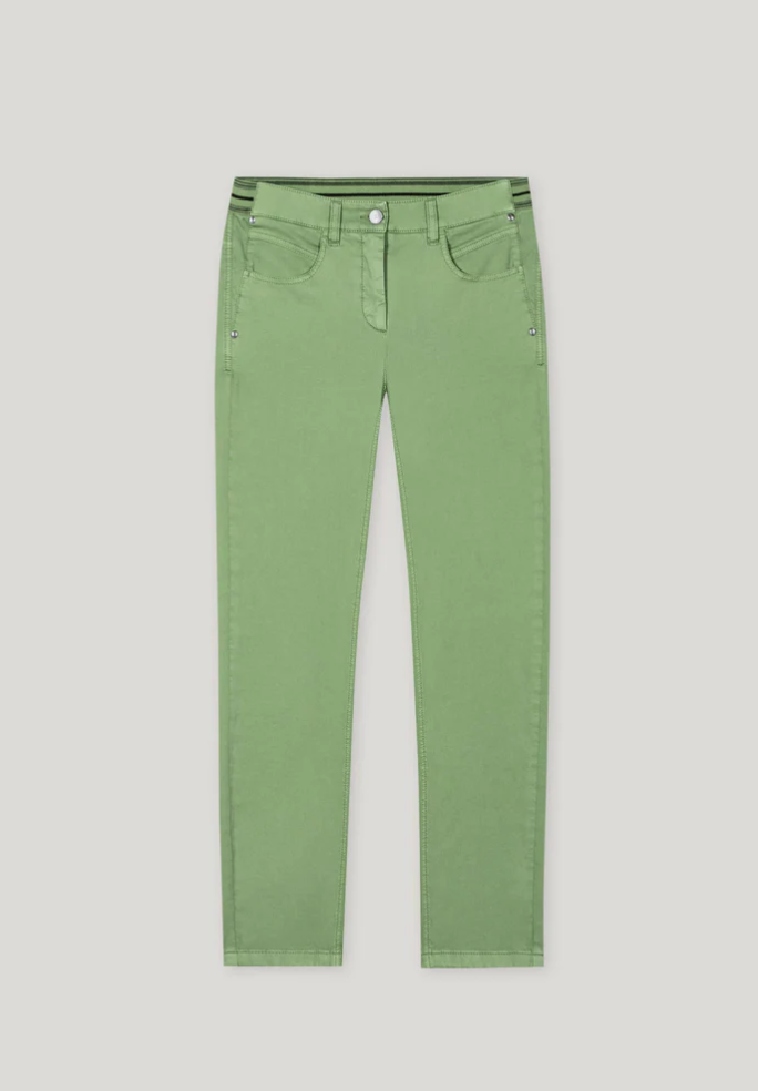 Smoky Green Elastic Back Stretch Cotton Pants