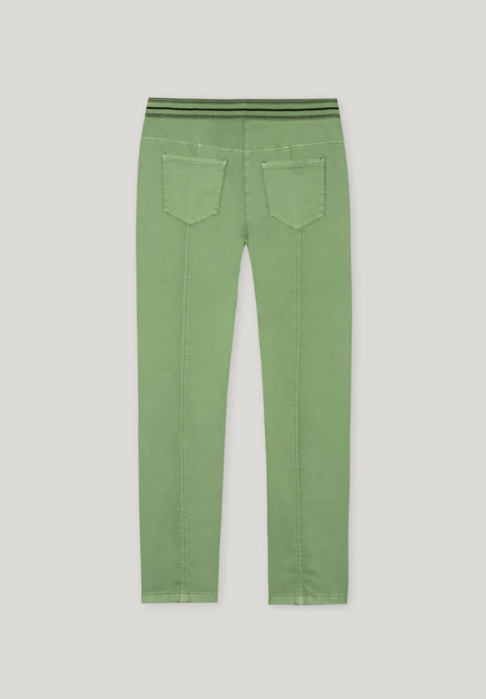 Smoky Green Elastic Back Stretch Cotton Pants