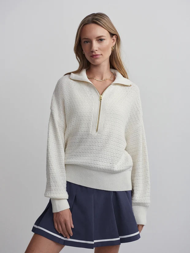 Snow White Jene Merino Half-Zip Knit Sweater