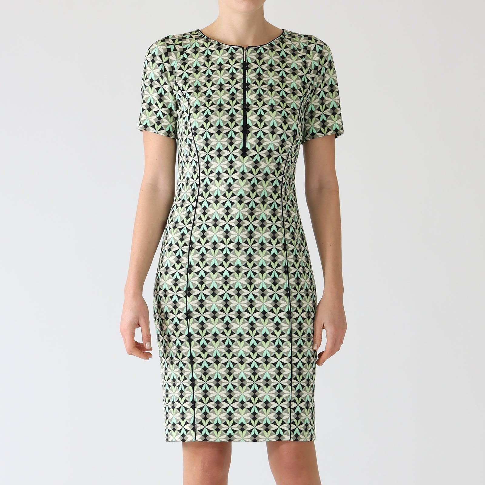 Soft Malachite Heartfoil Print Knee Length Dress