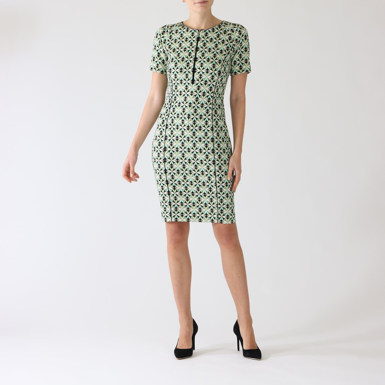 Soft Malachite Heartfoil Print Knee Length Dress