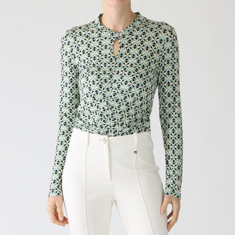 Soft Malachite Heartfoil Printed Slim Fit Top