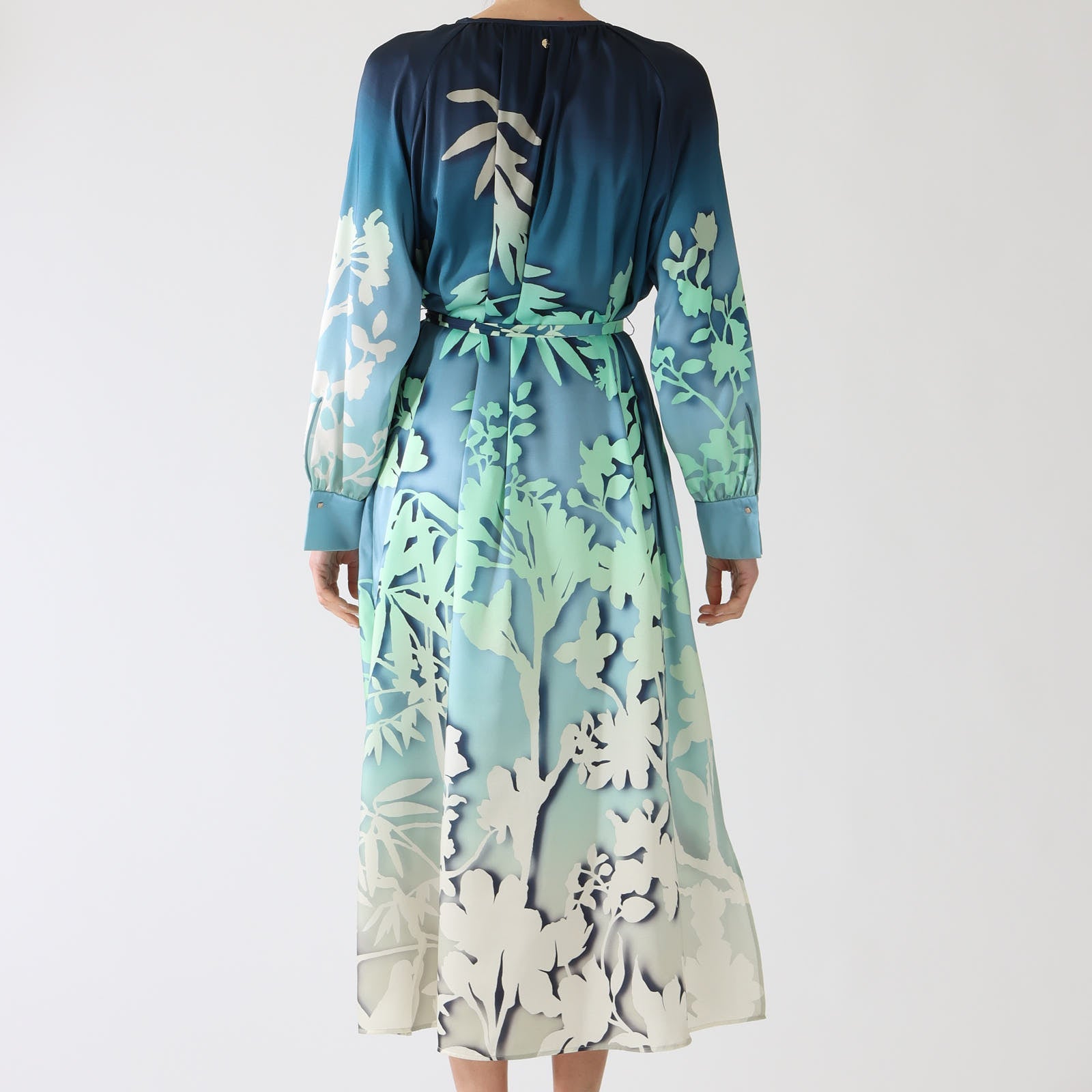 Soft Malachite Poetry Print Midi Dress