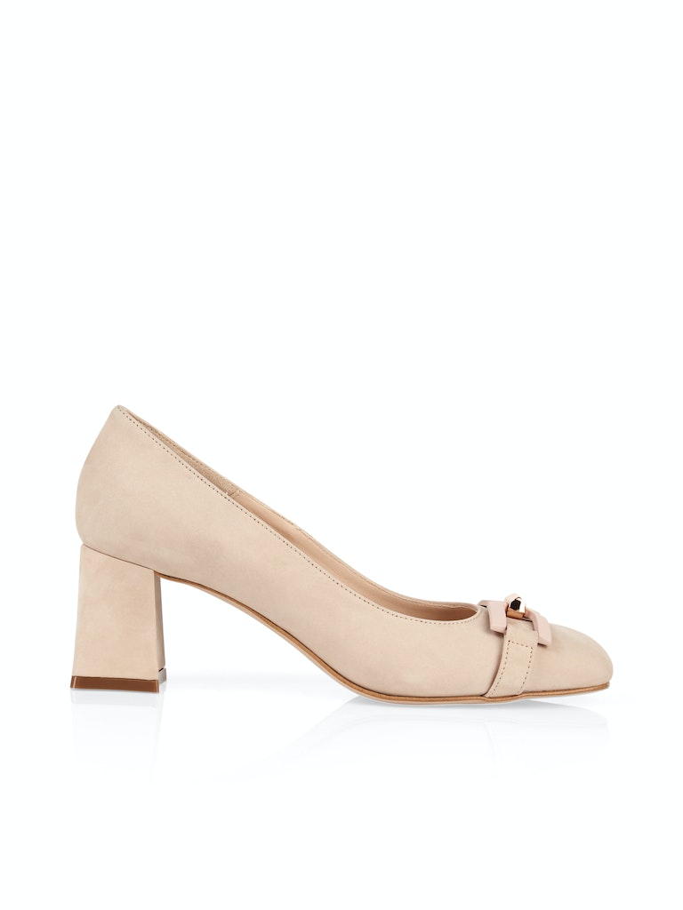 Soft Rose Square Toe Suede Court Shoes