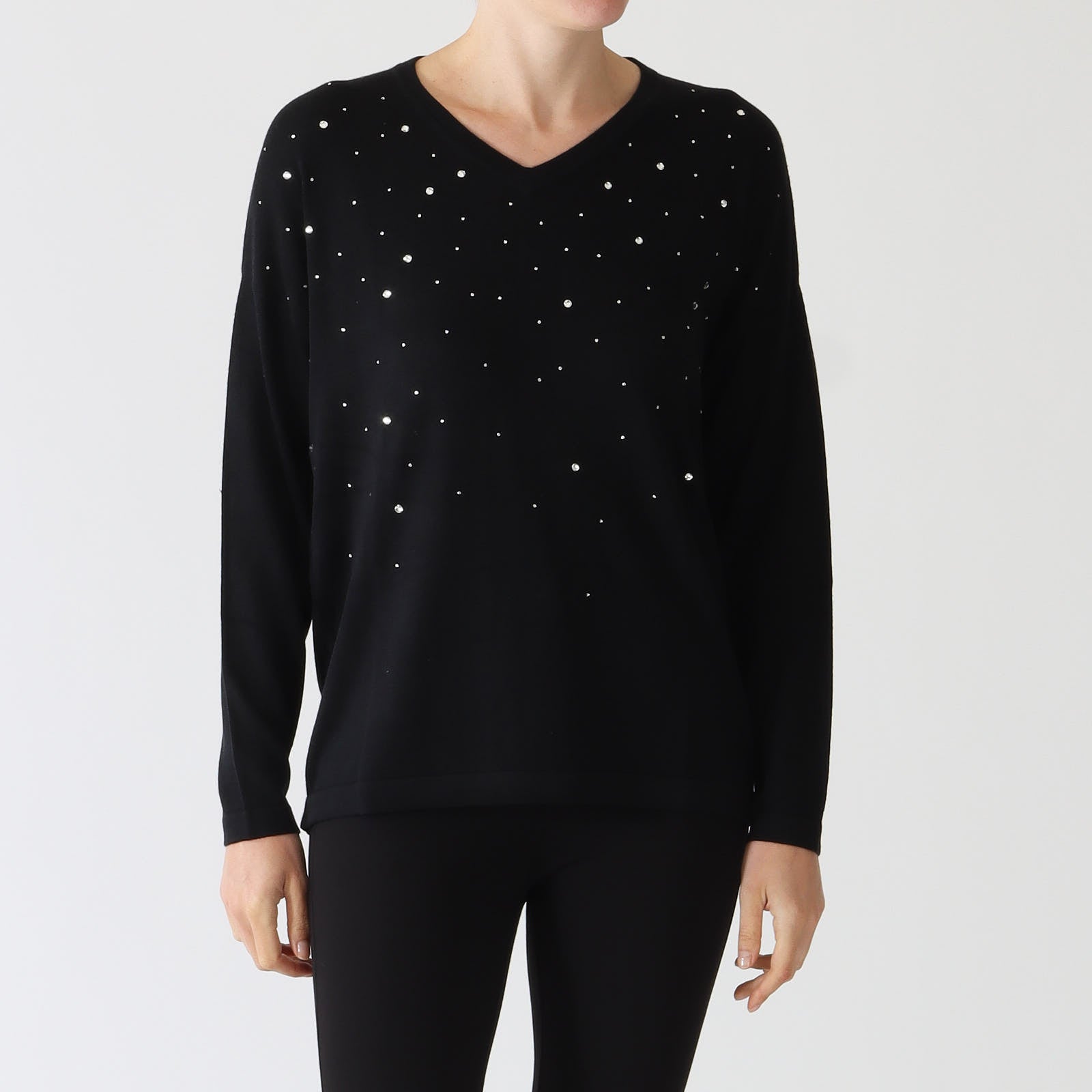 Speare Noir Crystal Embellished Cashmere Sweater