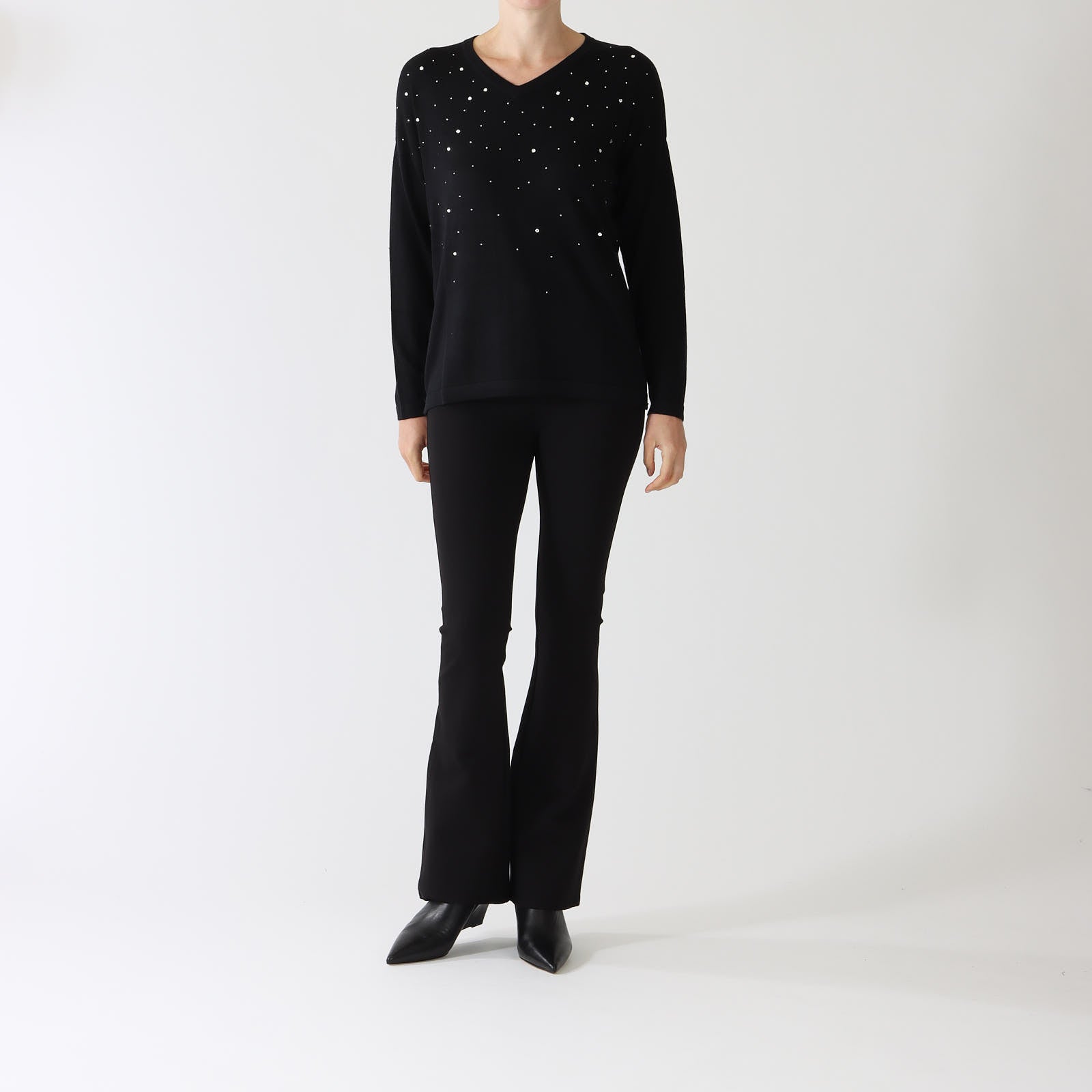 Speare Noir Crystal Embellished Cashmere Sweater