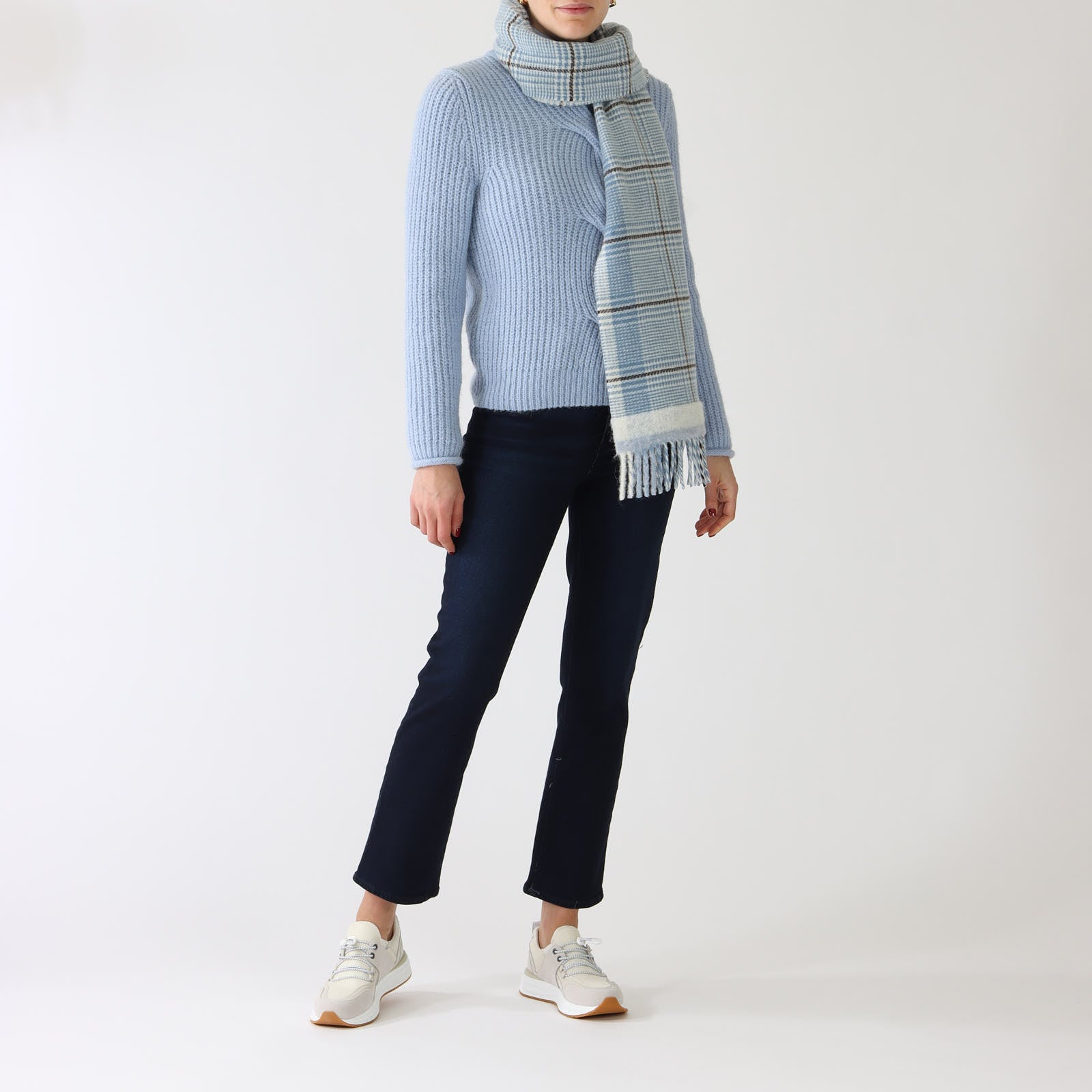 Squill Houndstooth Check Wool Blend Scarf