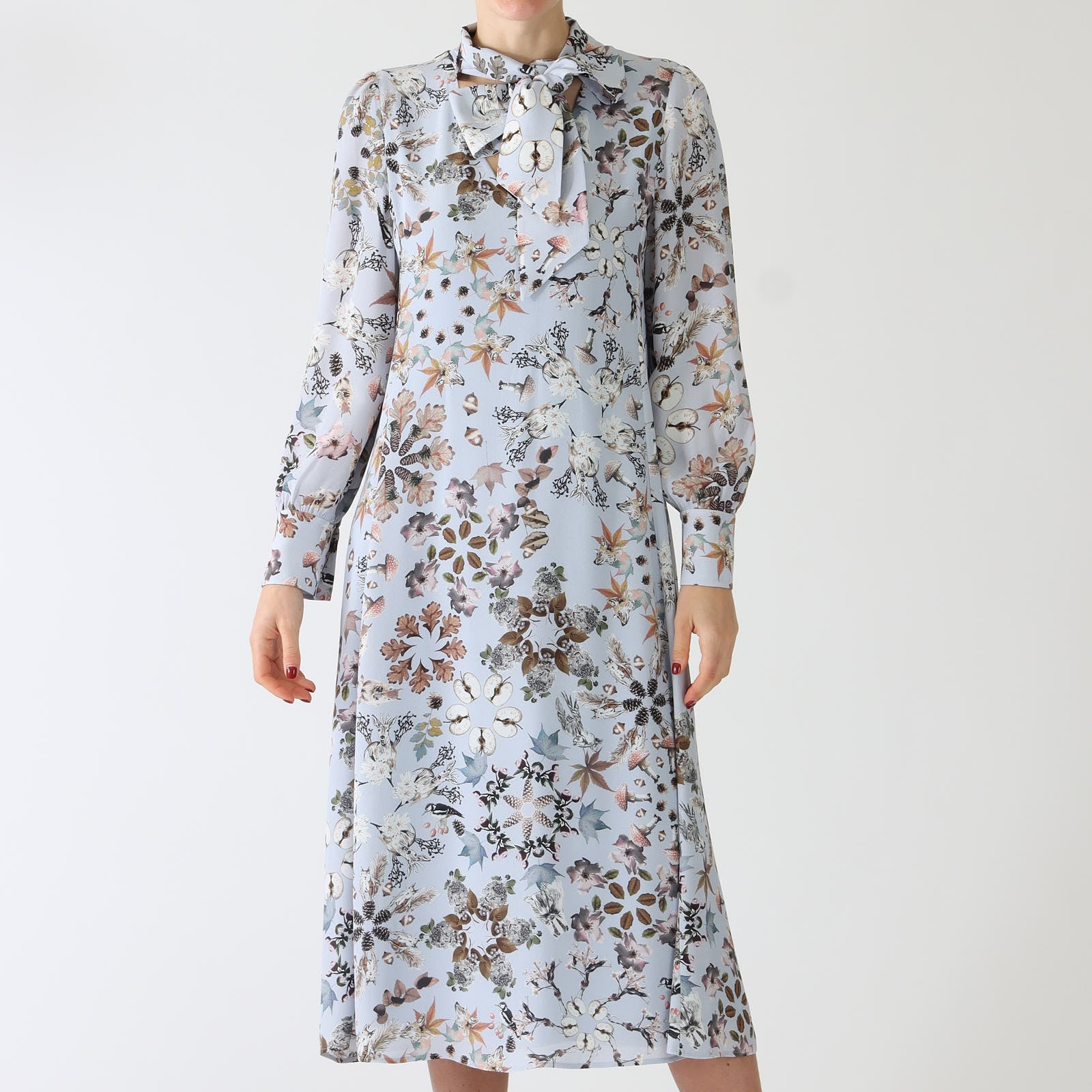 Squill Kalei Printed Pussy Bow Midi Dress