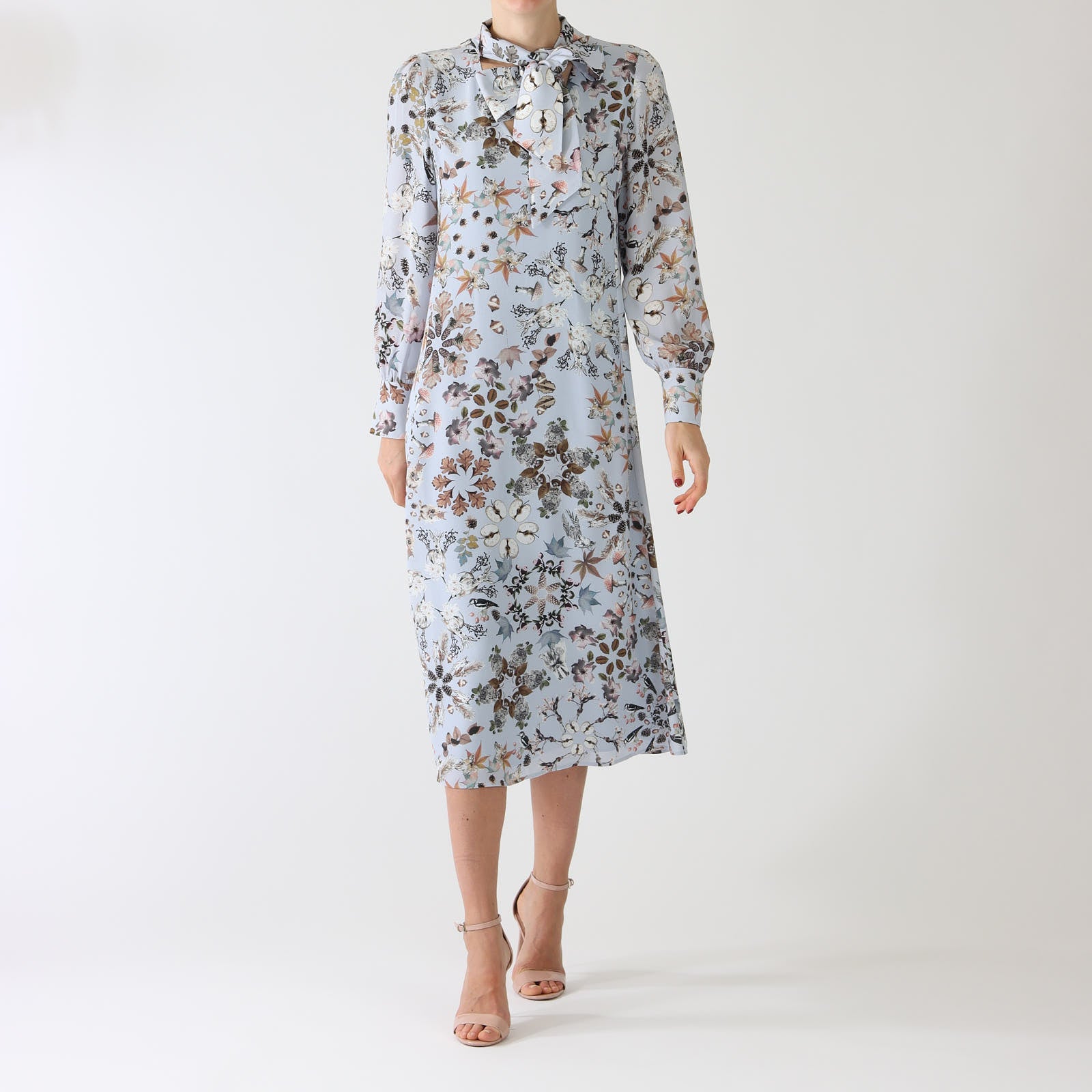 Squill Kalei Printed Pussy Bow Midi Dress