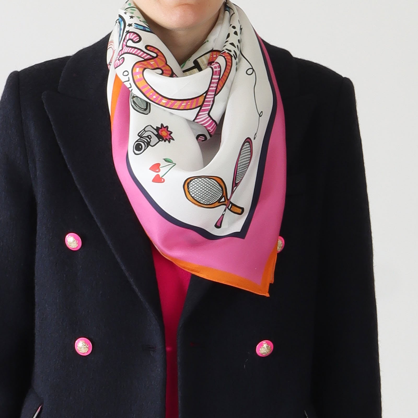 Sticker Print Silk Scarf