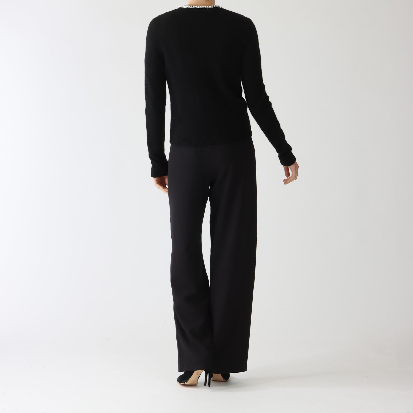 Sully Noir Cardigan With Pearl & Rhinestone Trim