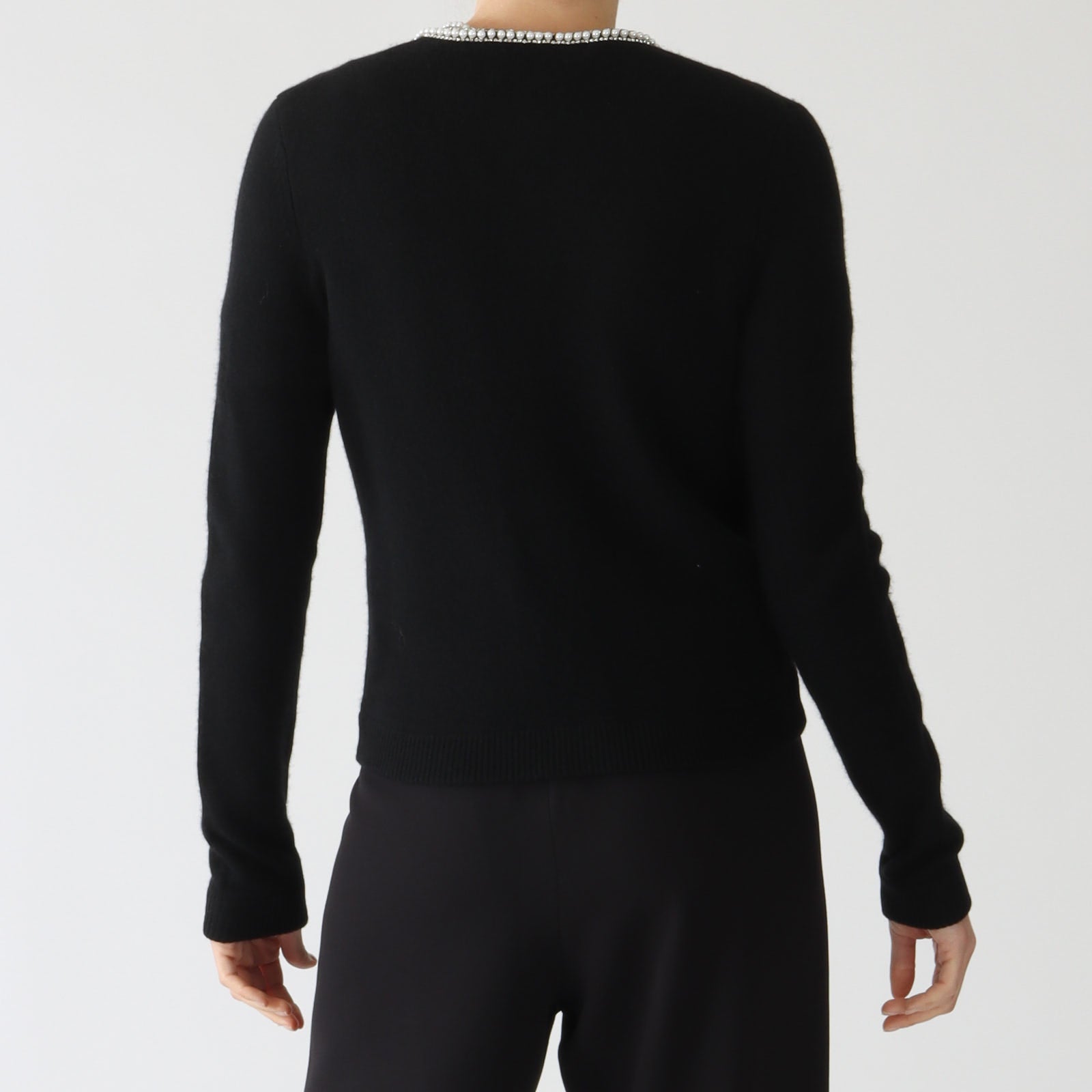 Sully Noir Cardigan With Pearl & Rhinestone Trim