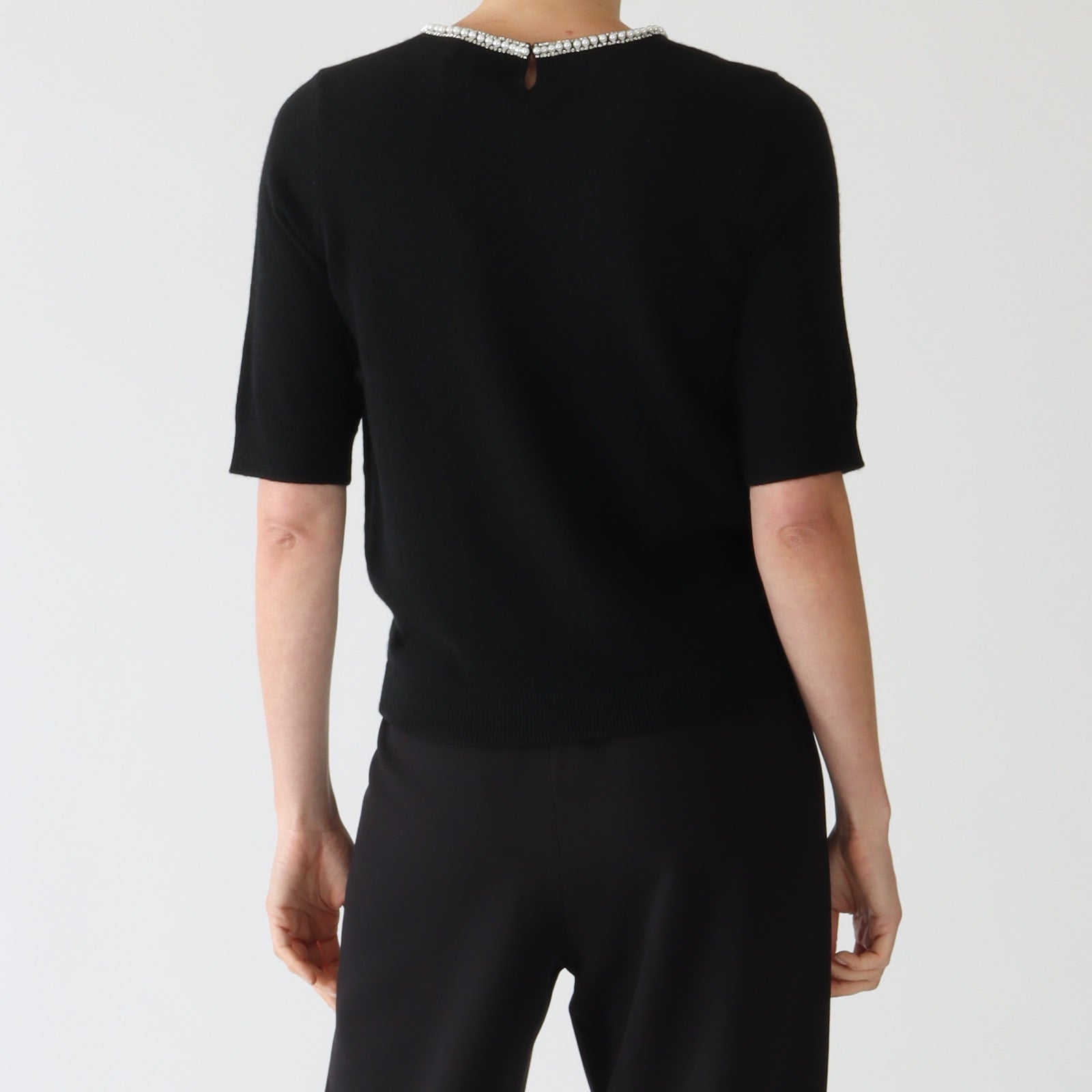 Sully Noir Sweater With Pearls & Rhinestones