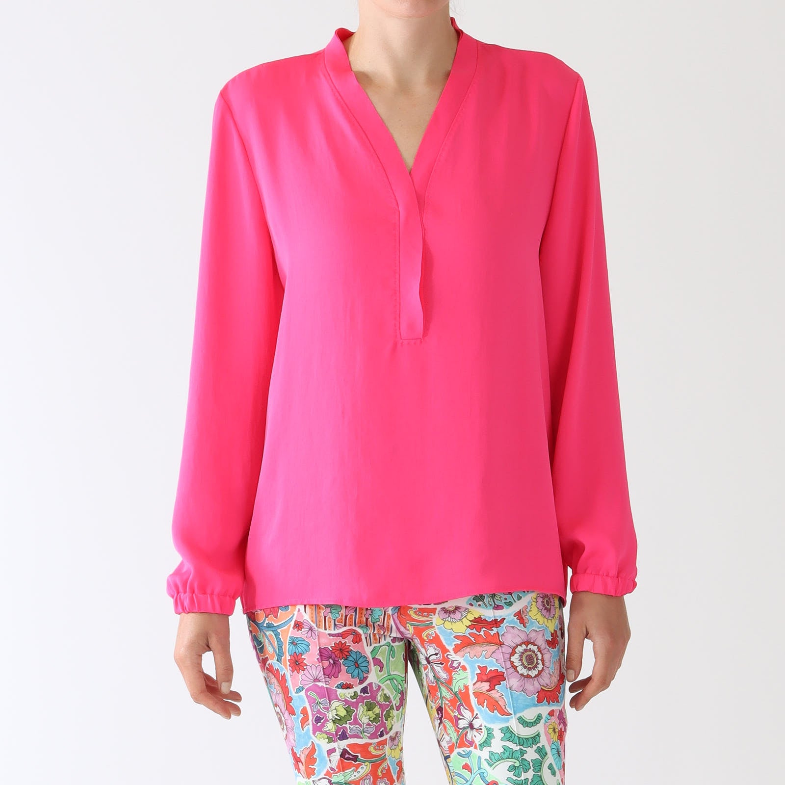 Super Pink Flowing Tunic Blouse
