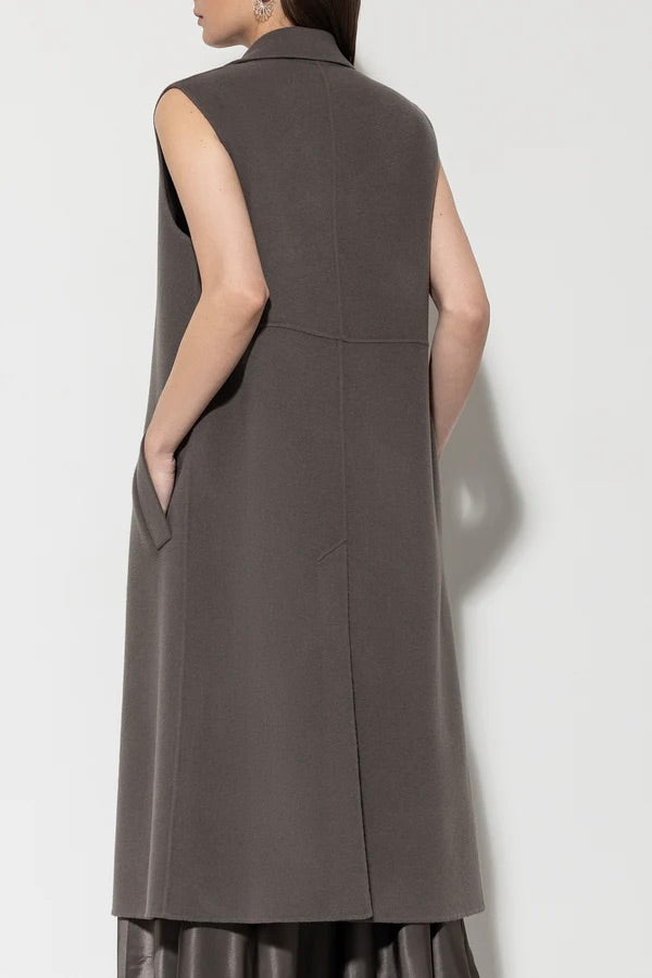 Taupe Doubleface Sleeveless Coat