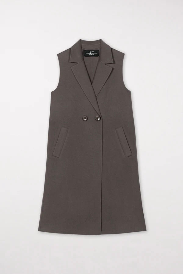 Taupe Doubleface Sleeveless Coat