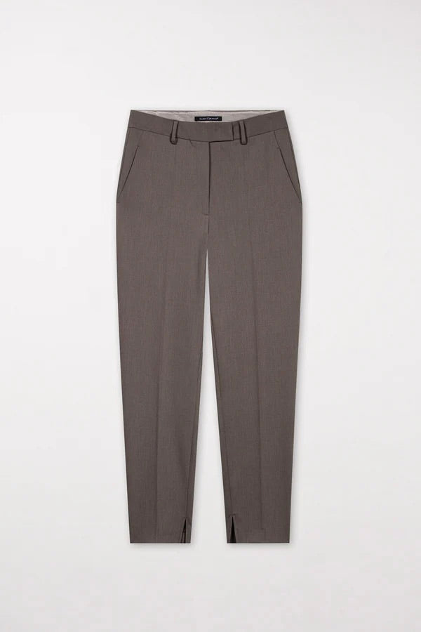 Taupe Techno Wool Tapered Pants