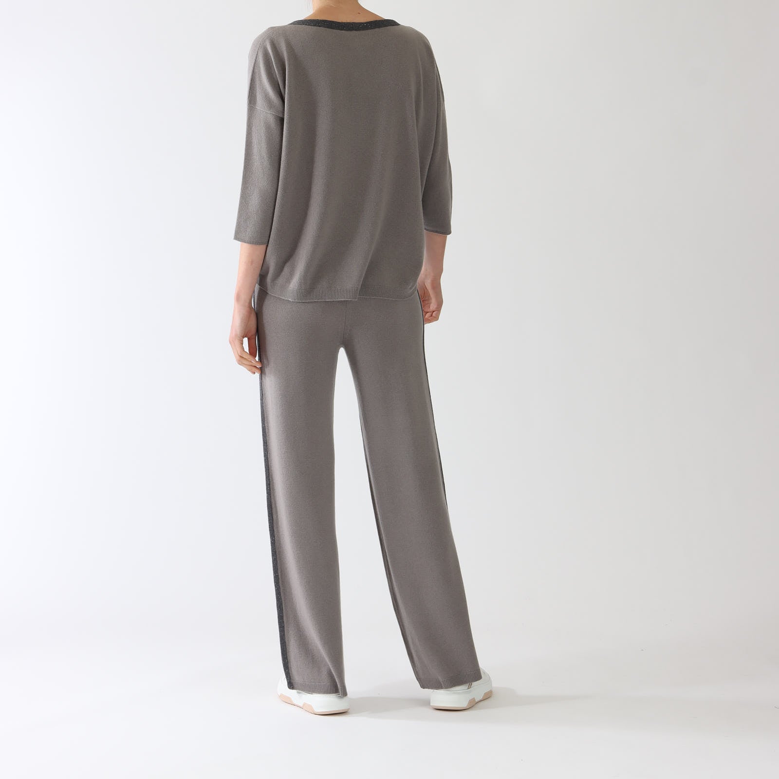 Taupe Wool, Silk & Cashmere Blend  Loungwear Pants