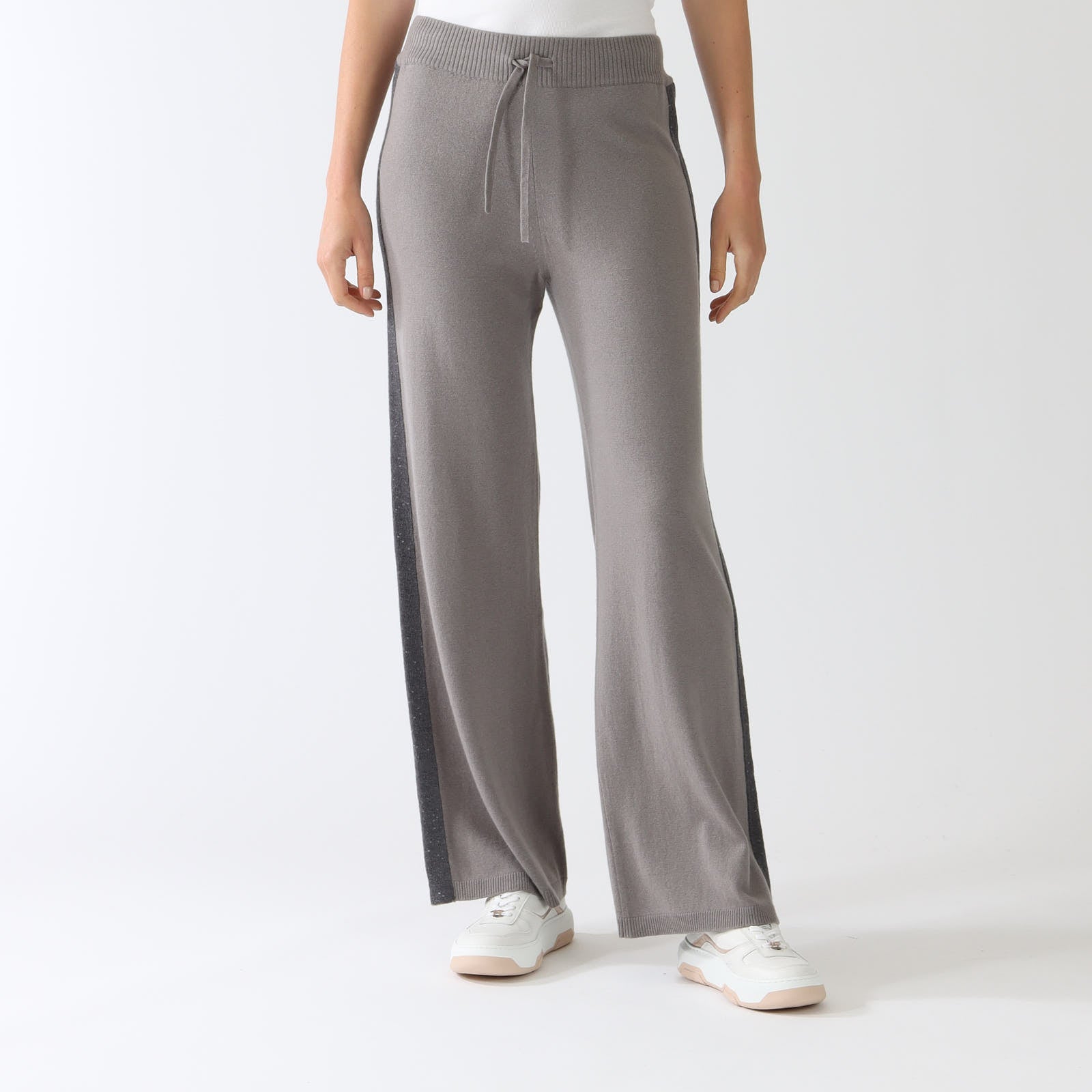 Taupe Wool, Silk & Cashmere Blend  Loungwear Pants