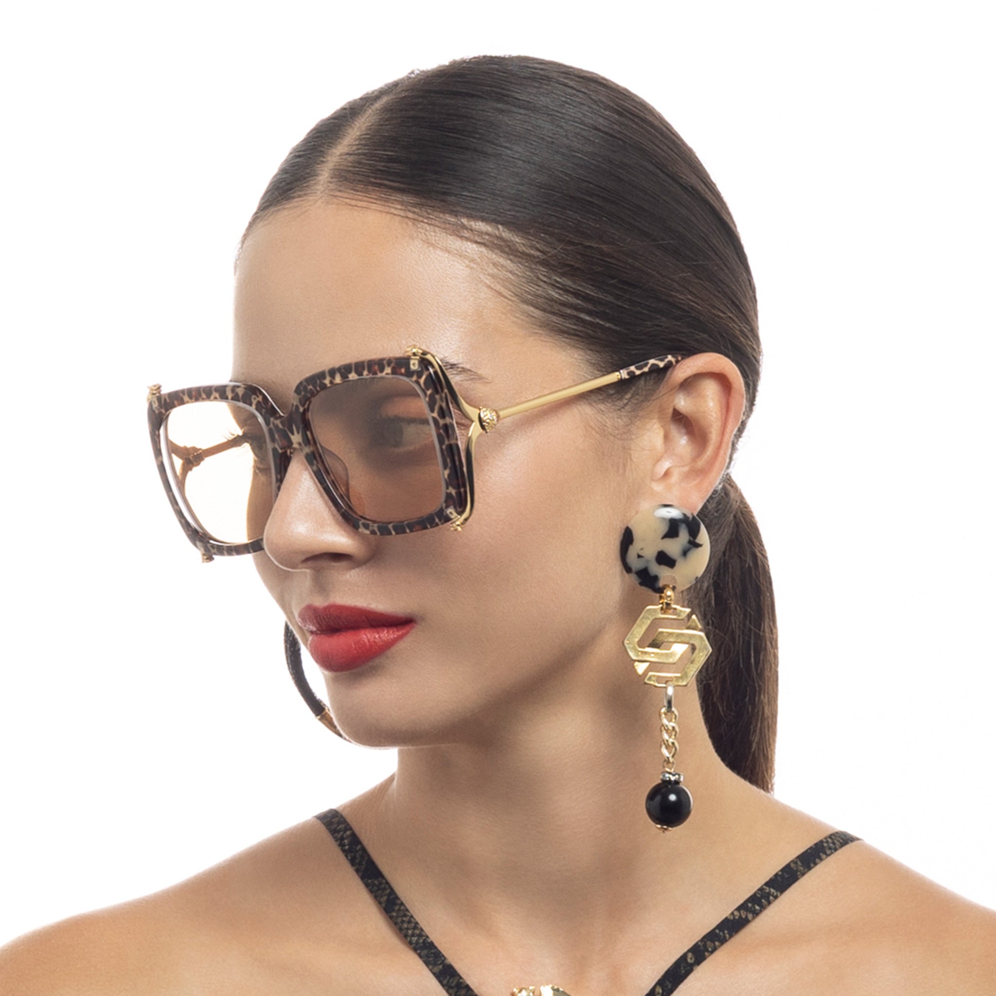 The After Party Burgundy Leopard Square Sunglasses