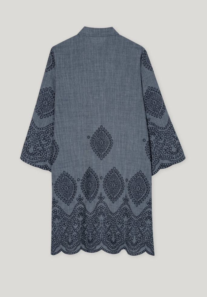 The Embroidered Denim Cotton Blend Dress