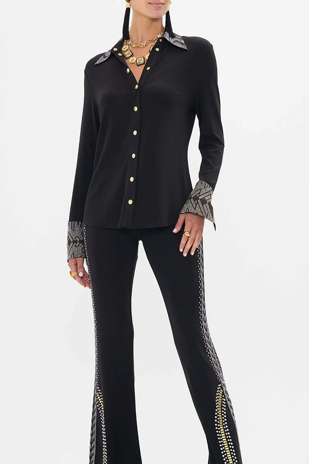 They Called Her Nefertari Embellished Jersey Shirt