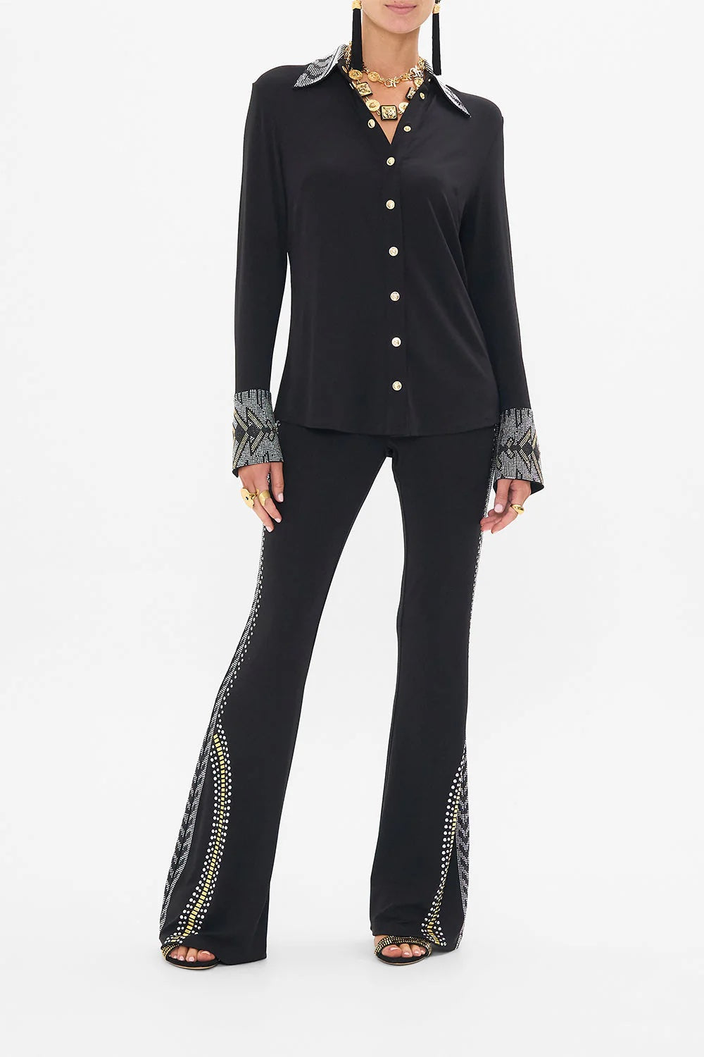 They Called Her Nefertari Embellished Jersey Shirt